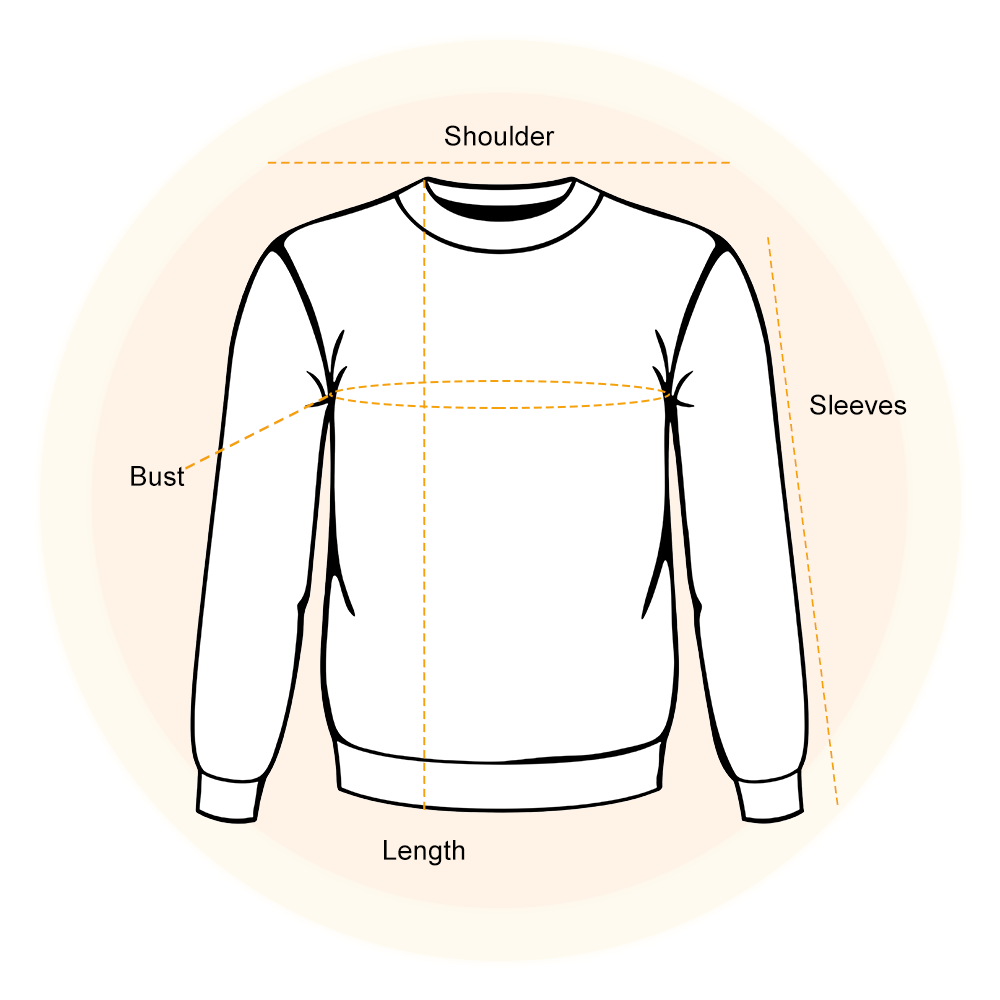 AOP Sweatshirt measurement guide